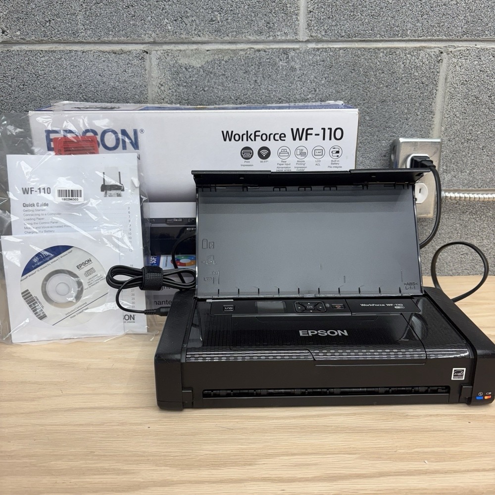Epson WorkForce WF-110 Inkjet Mobile Printer Rechargeable Portable EUC